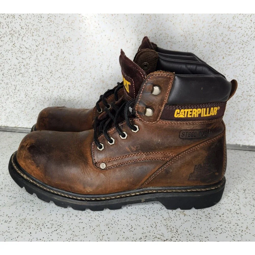 Men’s Caterpillar Steel Toe Work Combat Boots Size 10.5 ASTM F2413-11 Distressed